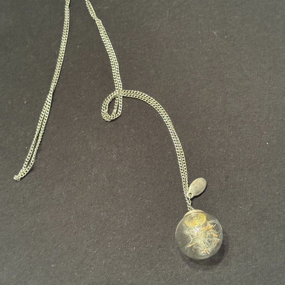 Vintage Fashion Necklace Make a Wish Dandelion Wisps Globe - Picture 2 of 2